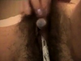 Hairy girls toothbrush wank with young guy