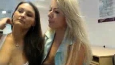 Blonde and Brunette Lesbians Scissor Fuck