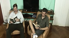 Older Gay Daddies Esteban And Migue Fuck In The Living Room