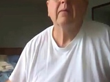 old man jerking his big dick