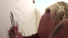 Blonde glory hole cumshot