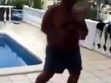 Fat Latin Daddy Strips Outdoors with His Bear