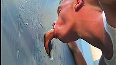 Hot blonde twink gets freaky with a stranger at the glory hole