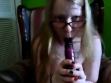 Nerdy bitch dildo fucking her cunt and ass on cam