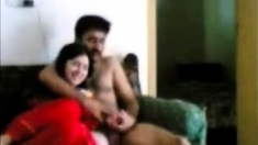 Married indian couple have sex on the couch