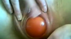 Bulgarian amateur pussy stretching, gaping, apple insertion